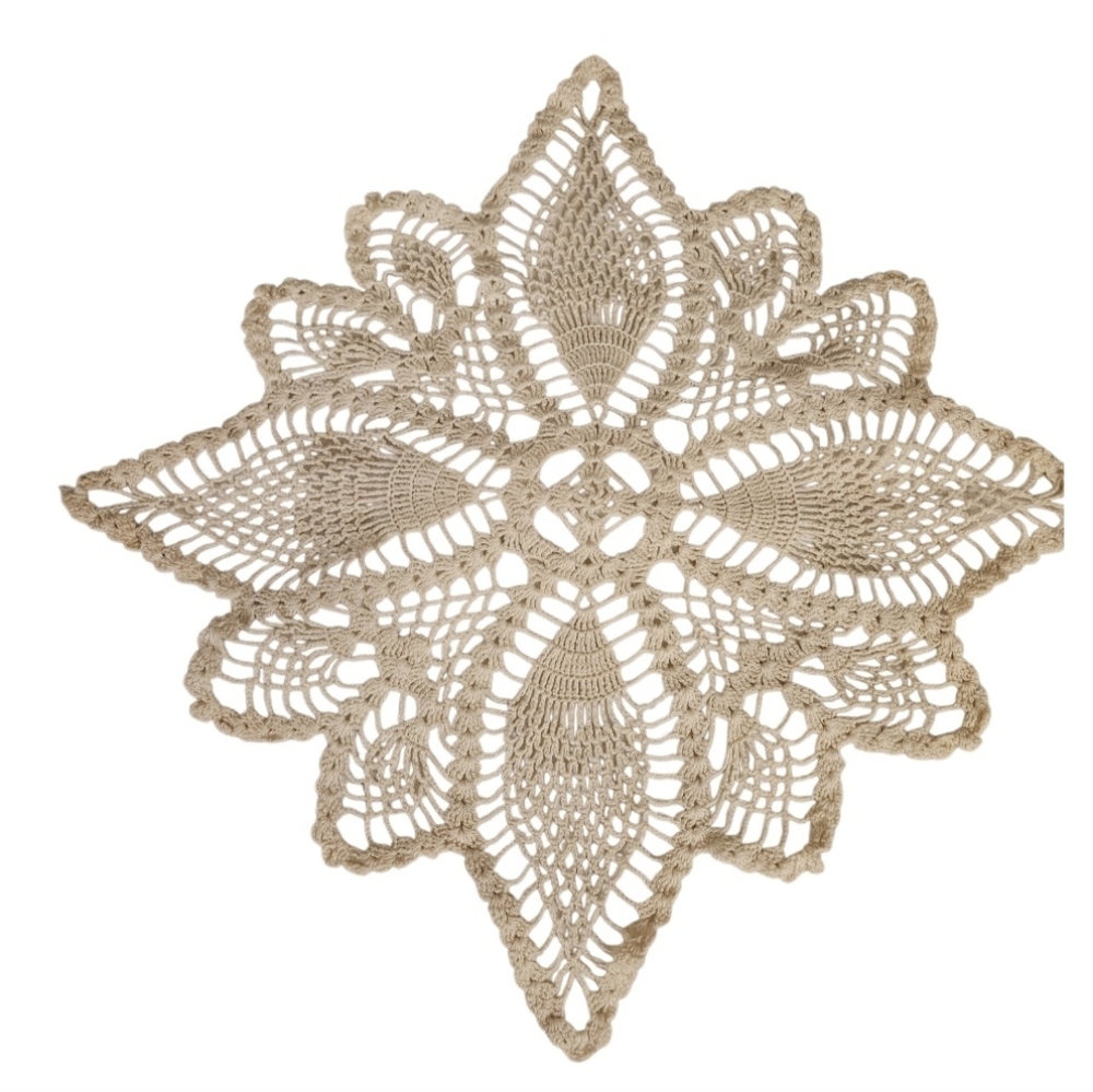Crochet Cotton Pineapple Stitch Floral Doily Table Topper